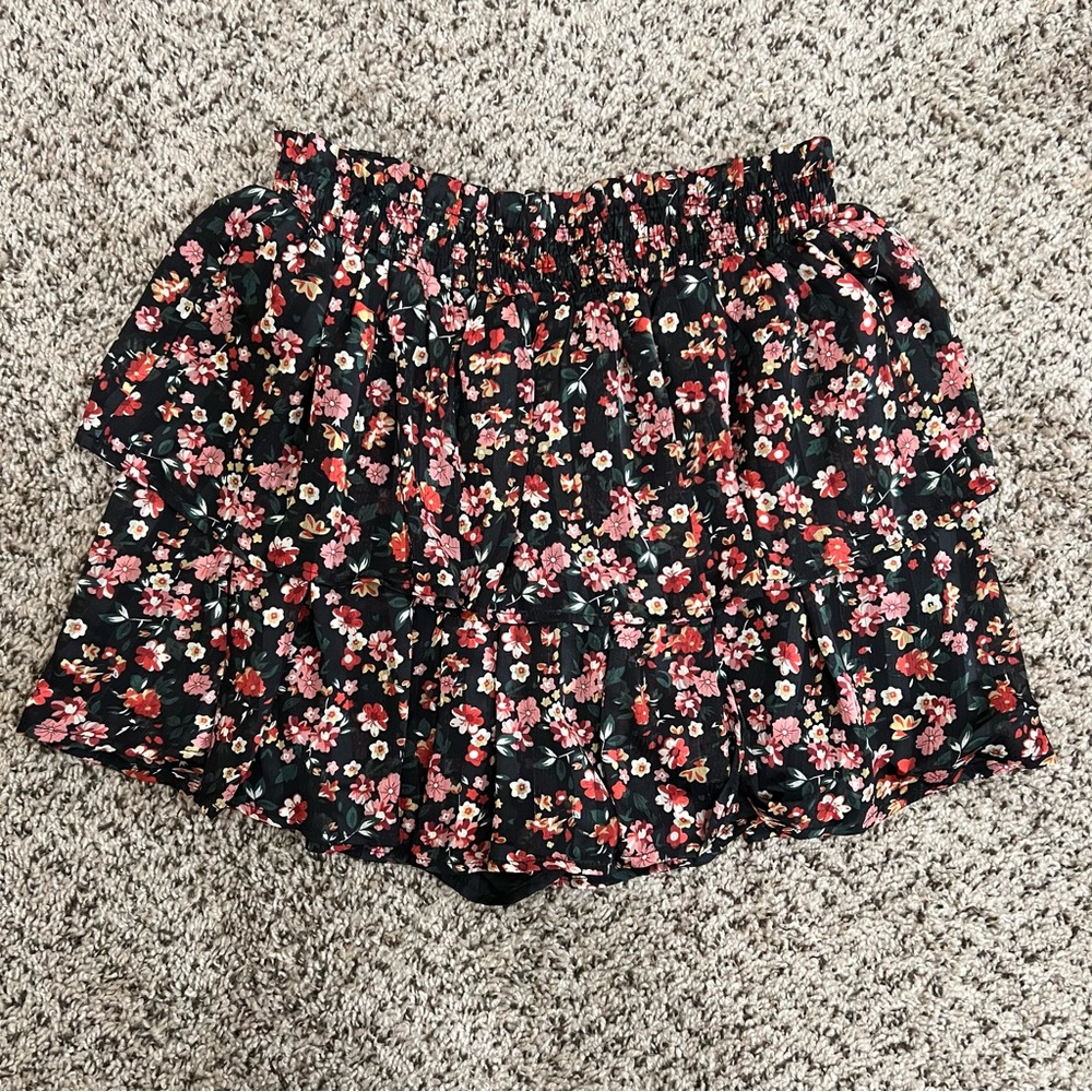 Pink Lily - Floral Ruffle Skort